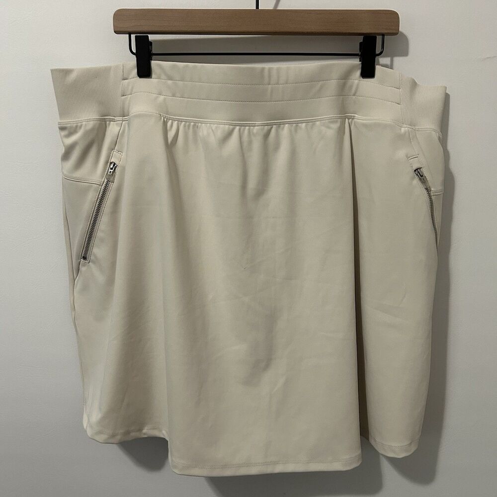 LIVI Active Skort Skirt Womens Plus 22/24 Tennis Pockets Athletic Cream NWT